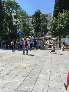 The Oxi stand in Syntagma Square.
